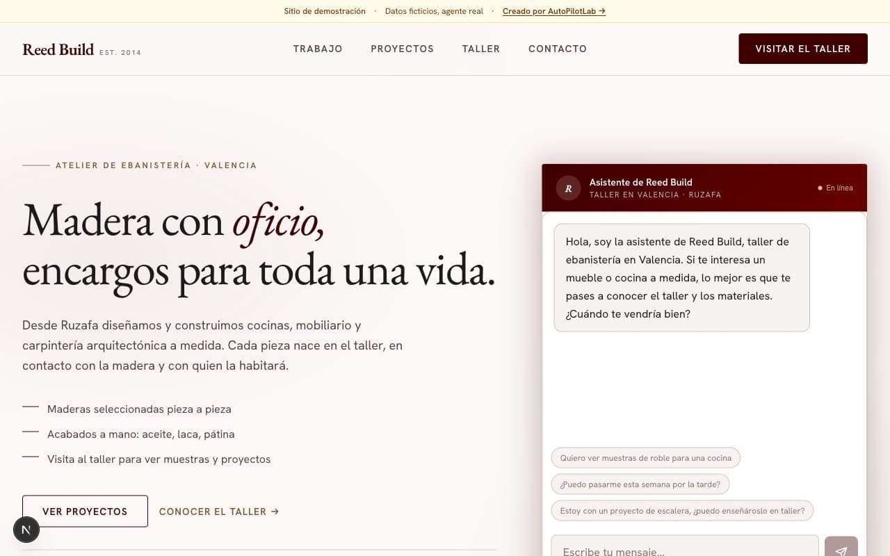 Preview del demo Reed Build